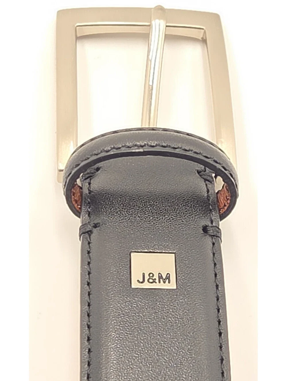 Johnston & Murphy Men’s Black Genuine Leather Dress Belt Size 40 Silver Buckle